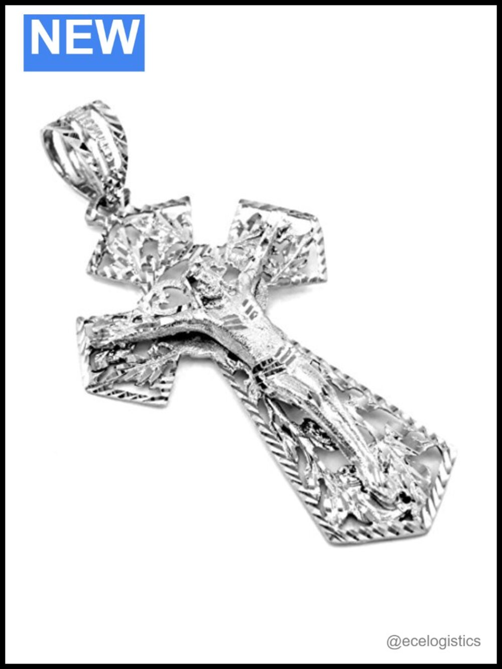 925 Sterling Silver Extra Large Filigree Crucifix Necklace Pendant